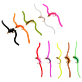 Maxbell 10pcs Squirmy Wormy Trout Worm Fly Assortment Fishing Flies