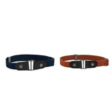 Maxbell 2 Pieces No Buckle Stretch Belt for Men and Women Brown Dark Blue