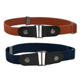 Maxbell 2 Pieces No Buckle Stretch Belt for Men and Women Brown Dark Blue