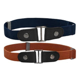 Maxbell 2 Pieces No Buckle Stretch Belt for Men and Women Brown Dark Blue