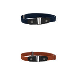 Maxbell 2 Pieces No Buckle Stretch Belt for Men and Women Brown Dark Blue