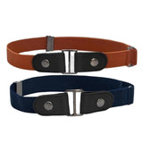 Maxbell 2 Pieces No Buckle Stretch Belt for Men and Women Brown Dark Blue