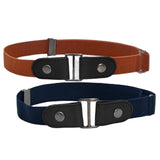 Maxbell 2 Pieces No Buckle Stretch Belt for Men and Women Brown Dark Blue