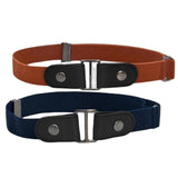 Maxbell 2 Pieces No Buckle Stretch Belt for Men and Women Brown Dark Blue