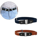 Maxbell 2 Pieces No Buckle Stretch Belt for Men and Women Brown Dark Blue