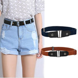 Maxbell 2 Pieces No Buckle Stretch Belt for Men and Women Brown Dark Blue