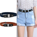 Maxbell 2 Pieces No Buckle Stretch Belt for Men and Women Brown Dark Blue