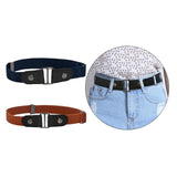 Maxbell 2 Pieces No Buckle Stretch Belt for Men and Women Brown Dark Blue