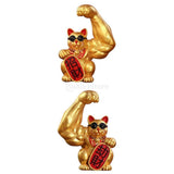 Maxbell Set of 2 Muscle Arm Lucky Cat Sculpture Home Office Table Decoration Gift