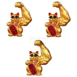 Maxbell 3Pcs Funny Big Arm Lucky Cat Sculpture Home Bedroom Desktop Shop Decor Gift