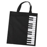 Maxbell 2xPure Cotton Piano Keys Musical Handbag Tote Bag Shopping Bag Gift Black