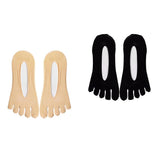 Maxbell 2pairs Women FIVE FINGER SOCKS with Silicone Pad Toe Sock Invisible Low Cut