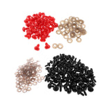 Maxbell 100pcs Black Round 100pcs Red Heart Safety Eyes Nose Toy DIY Supplies