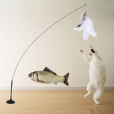 Maxbell Cat Feather Teaser Wand Stick & Fish Toy with Bell Interactive Play Toy