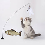 Maxbell Cat Feather Teaser Wand Stick & Fish Toy with Bell Interactive Play Toy