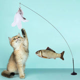 Maxbell Cat Feather Teaser Wand Stick & Fish Toy with Bell Interactive Play Toy