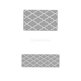 Maxbell 2pcs Checked Kitchen Bedroom Mat Runner Rug Anti Fatigue Grey