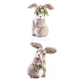 Maxbell 2x Soft Easter Rabbit with Wreath Photo Props Art for Outdoor Desk Ornament