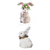 Maxbell 2pcs Soft Easter Rabbit with Wreath Photo Props Art Desk Ornament