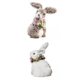 Maxbell 2 Pieces Soft Easter Rabbit with Wreath Photo Props Art Desk Ornament