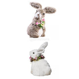Maxbell 2 Pieces Soft Easter Rabbit with Wreath Photo Props Art Desk Ornament