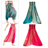 Maxbell 2x Women's Floral Print Harem Pants Boho Yoga Pants Long Beach Pants