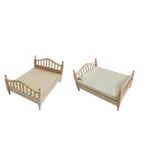 Maxbell 2pcs 1:12 Scale Dollhouse Double Bed Collection Bedd for Kids