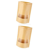 Maxbell 100pcs Resealable Kraft Paper Bag Window Fruit Tea Package Self Sealing