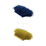 Maxbell 2 Pieces Dyed Ostrich Feather Fringe Trim Ribbon Embellishment Dark blue