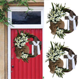 Maxbell 2x Round Easter Door Wreath with Cross with Burlap Home Front Door Decor