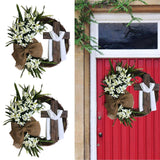 Maxbell 2x Round Easter Door Wreath with Cross with Burlap Home Front Door Decor