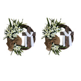 Maxbell 2x Round Easter Door Wreath with Cross with Burlap Home Front Door Decor