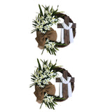Maxbell 2x Round Easter Door Wreath with Cross with Burlap Home Front Door Decor
