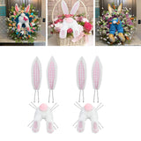 Maxbell 2Pcs Easter Decor Wreath Kit Bunny with Ears DIY Garland Pink plaid