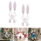Maxbell 2Pcs Easter Decor Wreath Kit Bunny with Ears DIY Garland Pink plaid