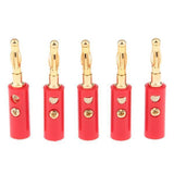 Maxbell 2x5Pcs 4mm Gold Plated Speaker Wire Banana Plug Test Audio Connector  red