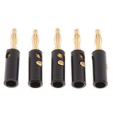 Maxbell 2x5Pcs 4mm Gold Plated Speaker Wire Banana Plug Test Audio Connector  black