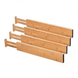 Maxbell 2x4x Bamboo Adjustable Drawer Dividers Expandable Utensil Organizer Separators 43x6x1.5cm
