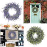 Maxbell 2pcs Artificial Door Wreath Hanging Lavender Flower Garland Fake Plant Decor