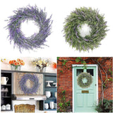 Maxbell 2pcs Artificial Door Wreath Hanging Lavender Flower Garland Fake Plant Decor