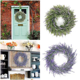 Maxbell 2pcs Artificial Door Wreath Hanging Lavender Flower Garland Fake Plant Decor