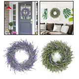 Maxbell 2pcs Artificial Door Wreath Hanging Lavender Flower Garland Fake Plant Decor