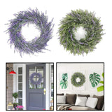 Maxbell 2pcs Artificial Door Wreath Hanging Lavender Flower Garland Fake Plant Decor