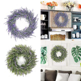 Maxbell 2pcs Artificial Door Wreath Hanging Lavender Flower Garland Fake Plant Decor