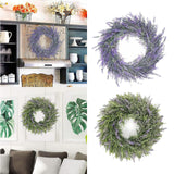 Maxbell 2pcs Artificial Door Wreath Hanging Lavender Flower Garland Fake Plant Decor