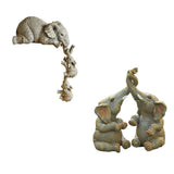 Maxbell 2x Adorable Elephant Figurine Resin Carving Animal Statue Sculpture Decor