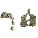 Maxbell 2x Adorable Elephant Figurine Resin Carving Animal Statue Sculpture Decor