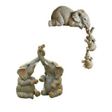 Maxbell 2x Adorable Elephant Figurine Resin Carving Animal Statue Sculpture Decor