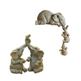 Maxbell 2x Adorable Elephant Figurine Resin Carving Animal Statue Sculpture Decor