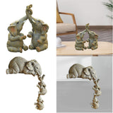Maxbell 2x Adorable Elephant Figurine Resin Carving Animal Statue Sculpture Decor